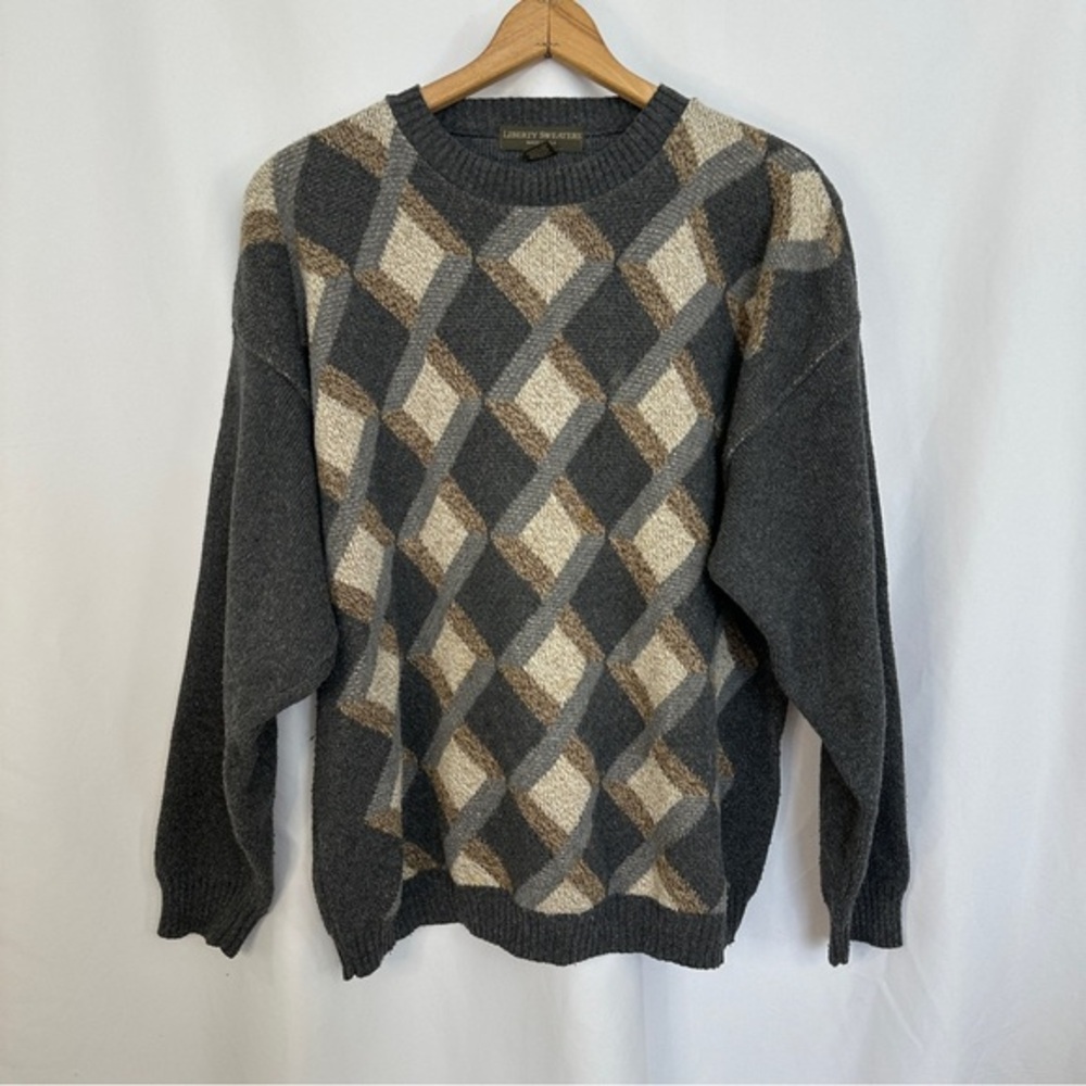Vintage Liberty Grandpa Sweaters Size XL Made In USA Cabin Cosby 90s Cozy Winter